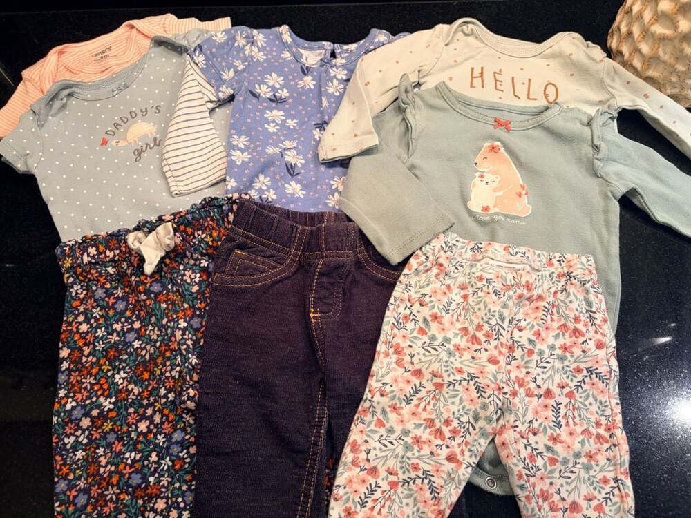 Carter's Baby Girl 6M Cotton Clothing 8-Piece Lot Mix Match Bodysuits & Pants